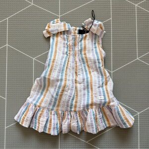 7 for Mankind|Baby girl pastel striped cotton gauzy  Multicolor summer dress•¥¥